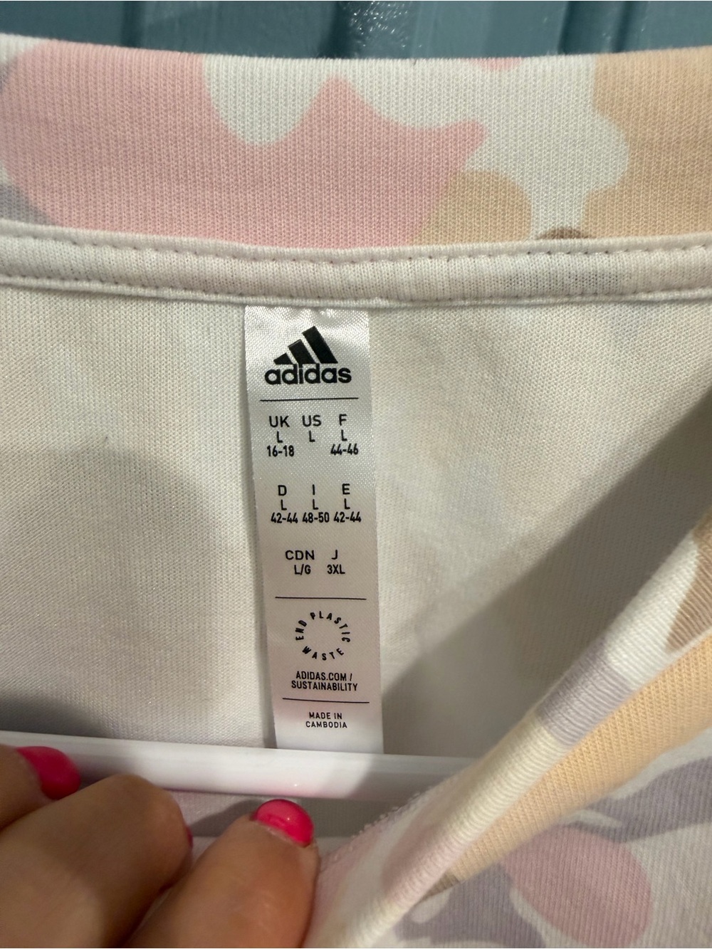 Adidas Cropped Pink CampCrewneck Sweatshirt - Pastel Pink/Yellow - Picture 3 of 3
